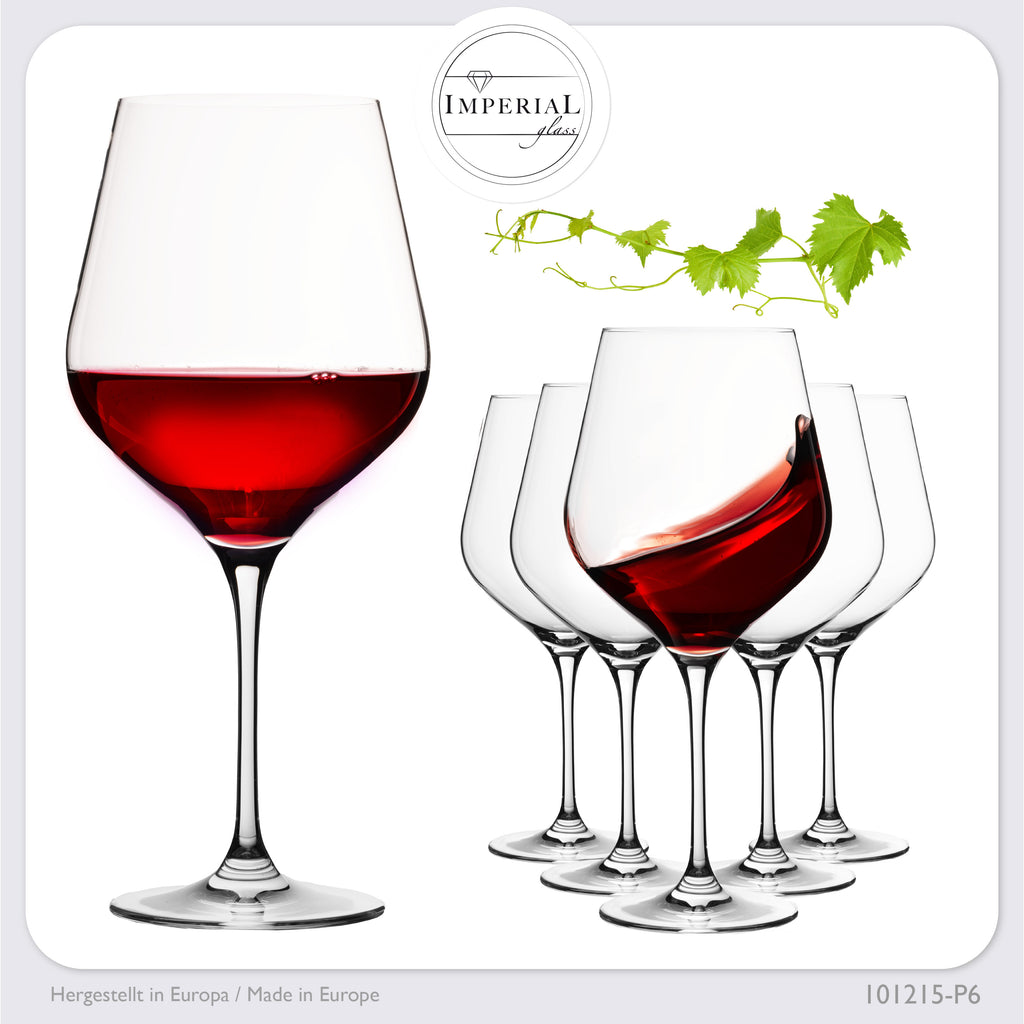 IMPERIAL glass Große Rotweingläser 920ml Set 6-Teilig "Sydney" Burgundergläser aus Crystalline Glas Weinglas Spülmaschinenfest