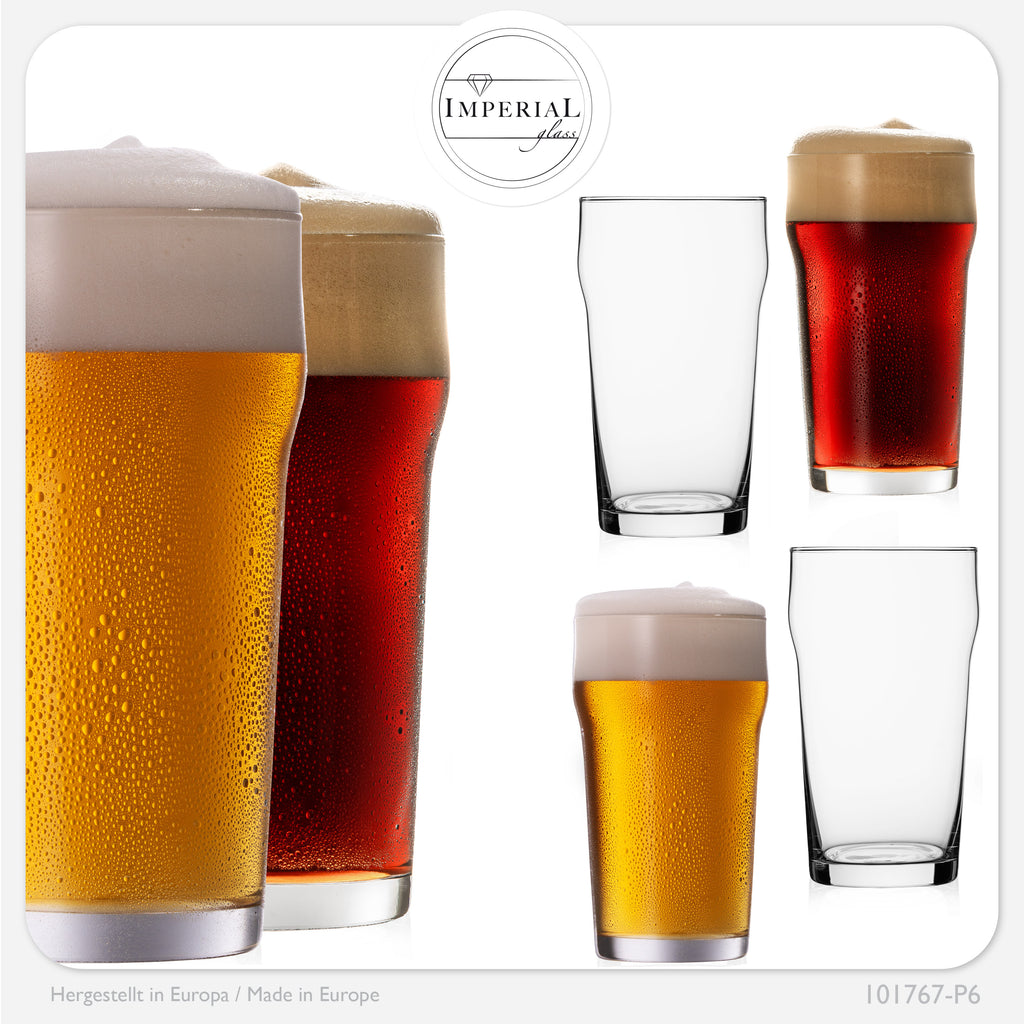 IMPERIAL glass Pint Biergläser Set 6 Stück 500ml (max. 700ml) aus Crystalline Glas Spülmaschinenfest