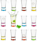 PLATINUX Zestaw 12 kolorowych kieliszków do shotów 2,5cl kieliszki do tequili, kieliszki do wódki, małe kieliszki
