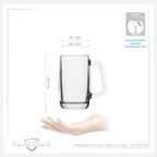 PLATINUX Kufel do piwa z uchwytem Zestaw 6-częściowy 300ml (maks. 375ml) Szklany kufel do piwa