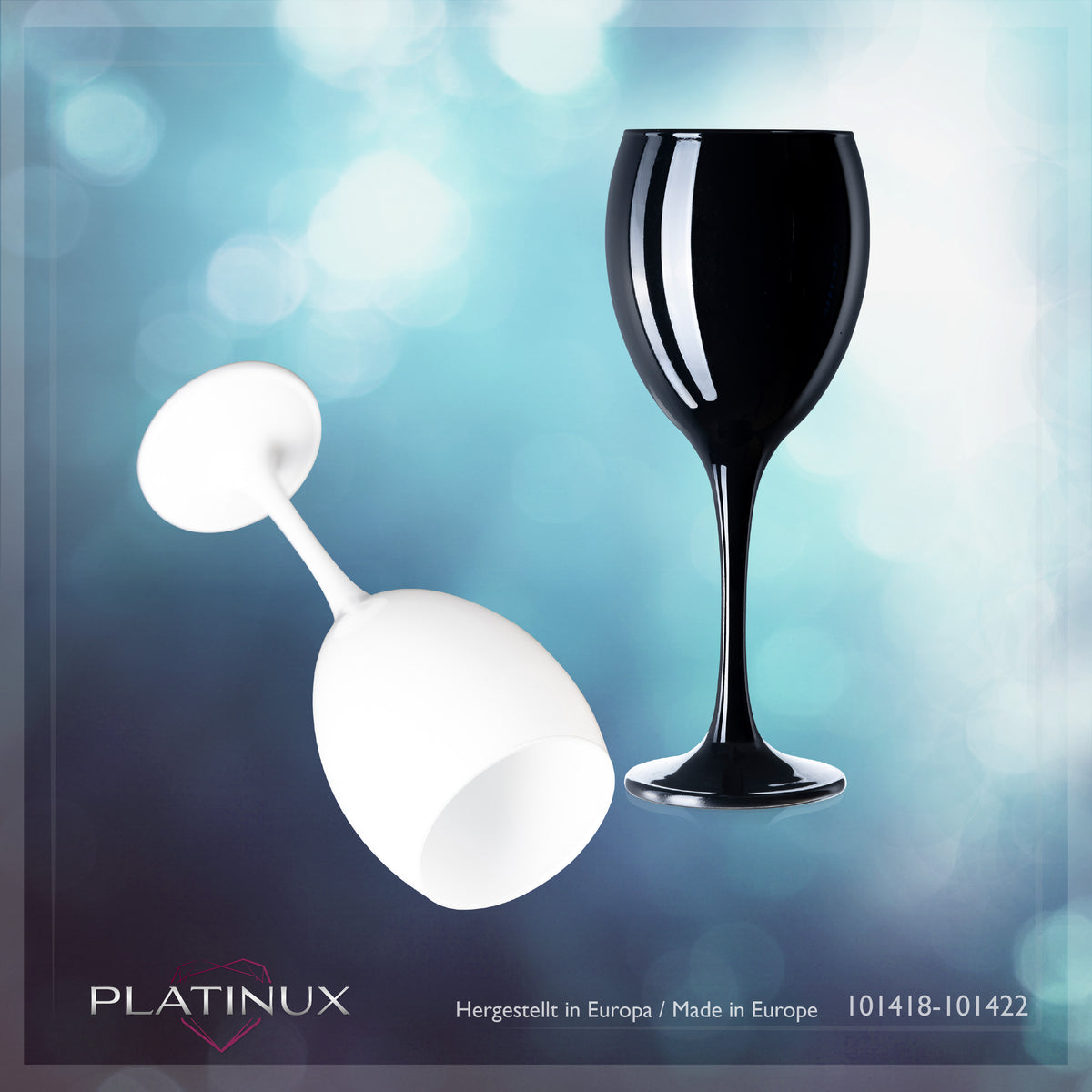 PLATINUX Szklanki do wina czarne i białe, szklane, zestaw 6 sztuk, 130 ml (maks. 320 ml), szklanki do napojów