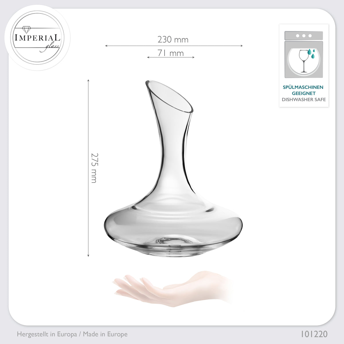 IMPERIAL glass Dekanter 2100 ml Zestaw 2-częściowy ze szkła kryształowego „Ateny” Ręcznie wykonany
