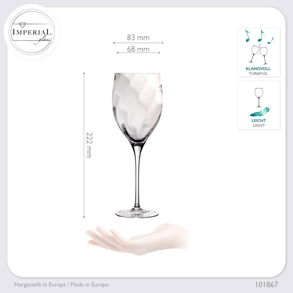 IMPERIAL glass Elegante Rotweingläser 350ml "Glamour" Set 2-Teilig Weingläser aus Crystalline Glas Handmade