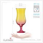 PLATINUX Kieliszki koktajlowe żółto-różowe szklane zestaw 6 sztuk 400ml (max.470ml) Szklanki do long drinków duże