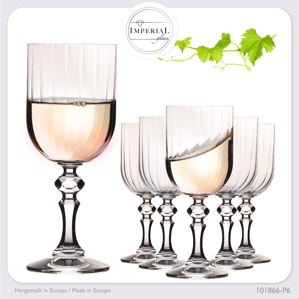 IMPERIAL glass Geriffelte Weingläser 320ml "Prag" Set 6-Teilig Weißweingläser aus Crystalline Glas