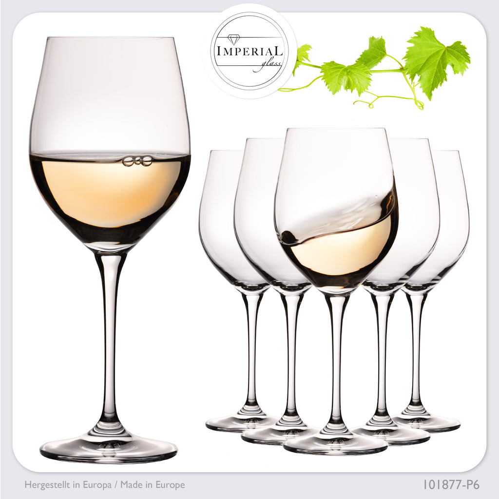 IMPERIAL glass Bauchige Weißweingläser 450ml Set 6-Teilig "Havanna" Weingläser aus Crystalline Glas