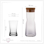 PLATINUX Karafka z korkiem i 6 szklankami w kształcie litery X, 1000 ml / 200 ml ze szkła krystalicznego „CrossLine”, można myć w zmywarce