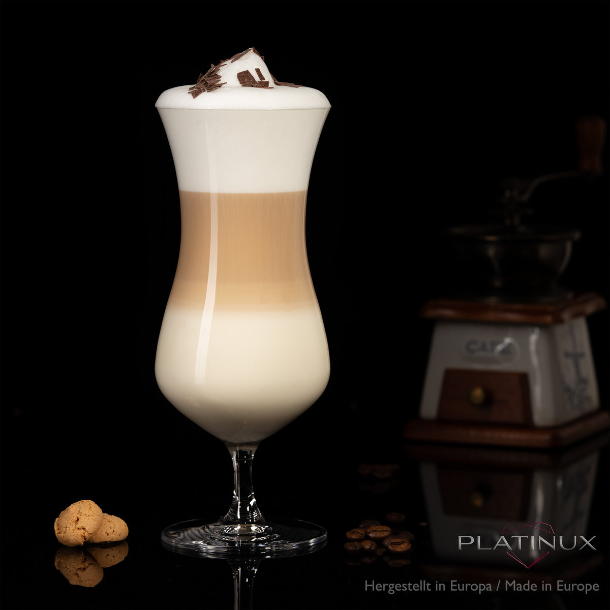PLATINUX Duże szklanki koktajlowe ze szkła krystalicznego 400 ml, zestaw 4 szklanek do long drinków, szklanki do mrożonej kawy, szklanki typu Hurricane na koktajle