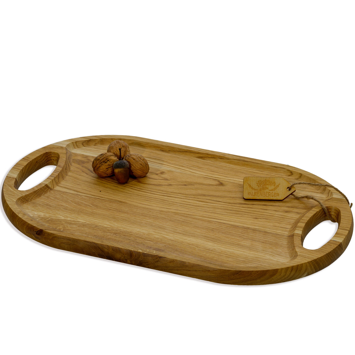 FALKENBERGER Serviertablett L aus massiver Eiche, 48 × 29 × 2,2 cm Handgefertigt