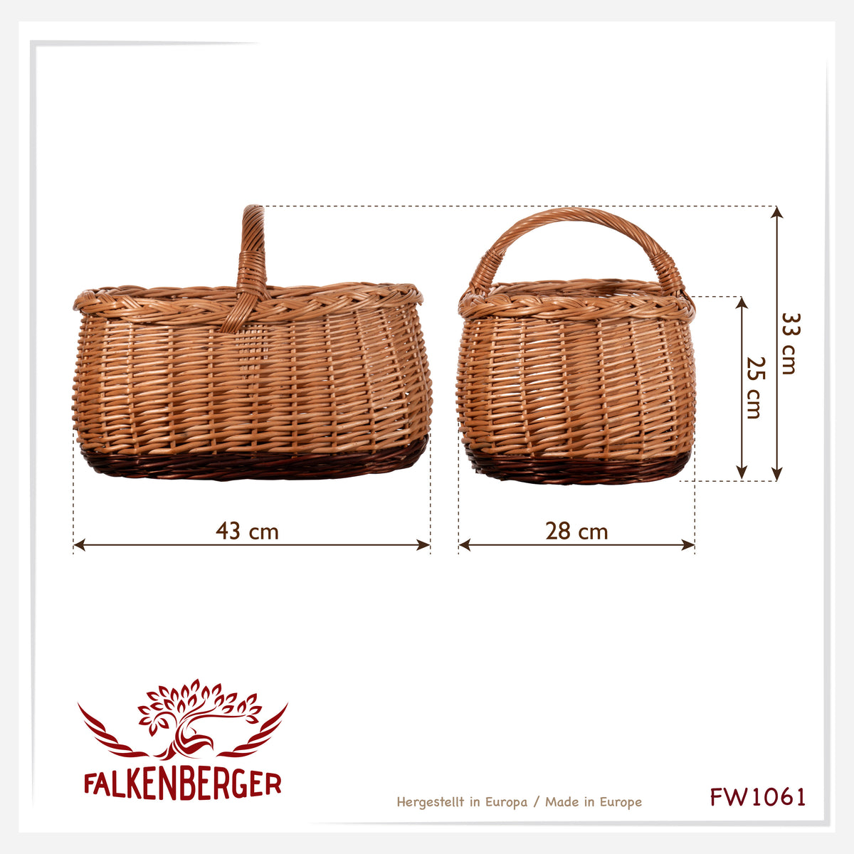 FALKENBERGER Duży kosz wiklinowy 43x28x25cm "Grande" Kosz na zakupy z wikliny, rękodzieło
