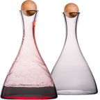IMPERIAL szklany dekanter do wina z kryształowego szkła - 2 sztuki - ręcznie wykonana karafka do wina z drewnianym korkiem 1700 ml