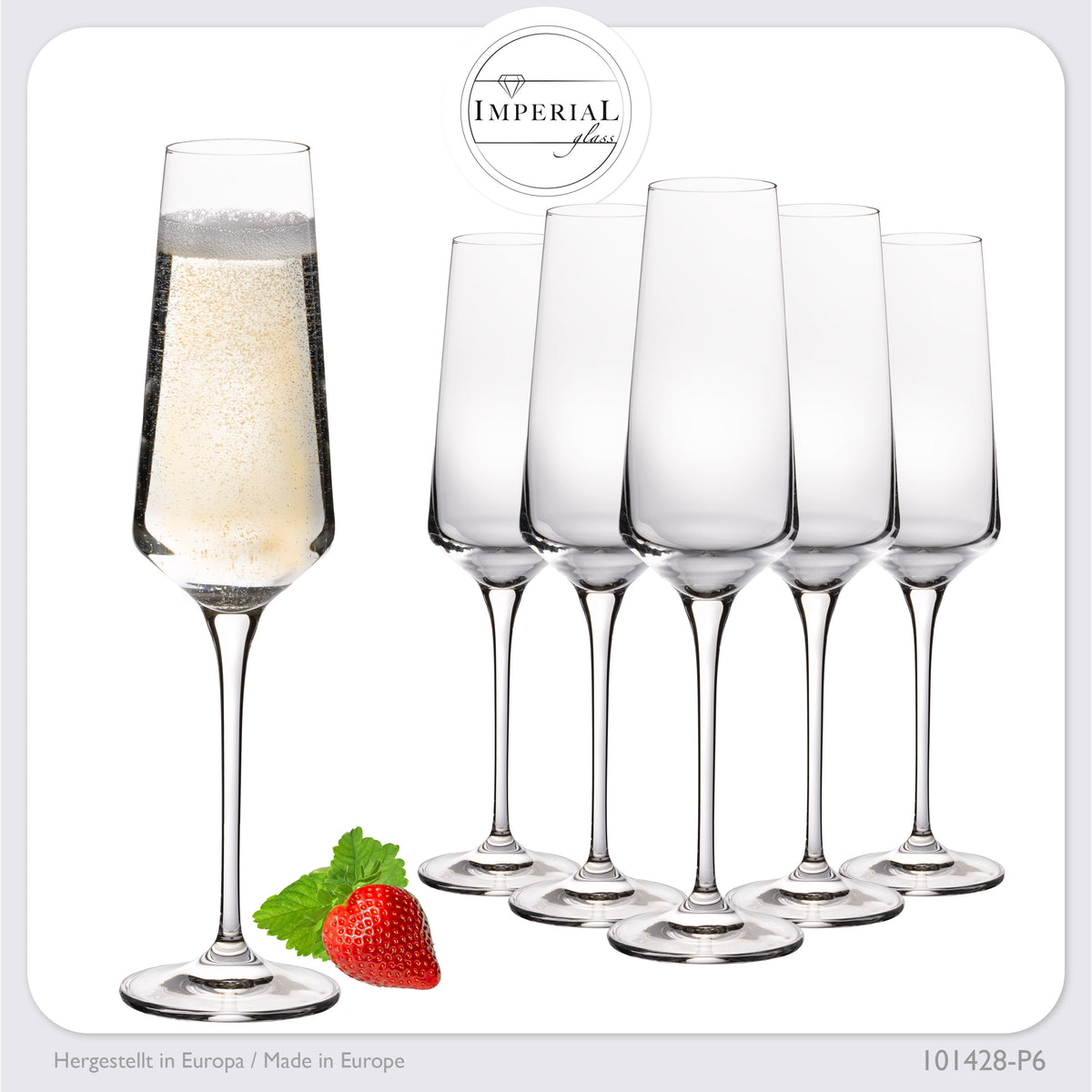 IMPERIAL glass Sektkelche 220ml Serie "Athen" Set 6-Teilig Sektgläser aus Crystalline Glas