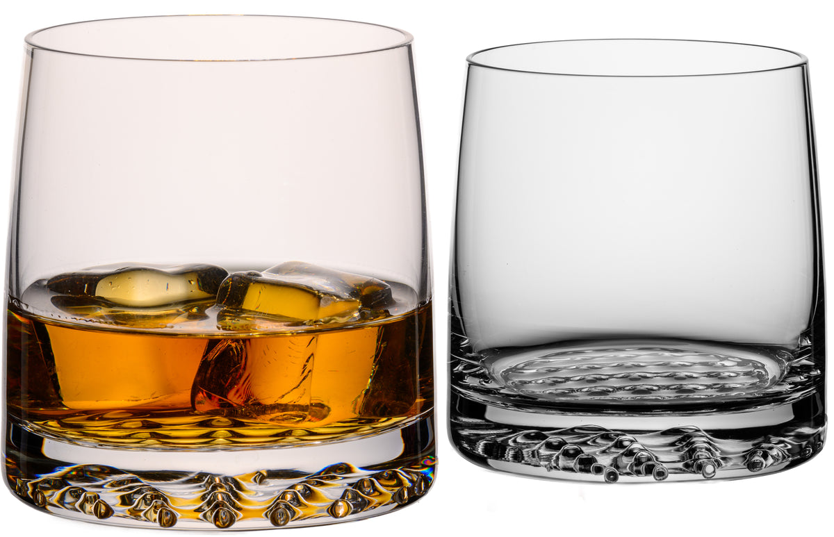 IMPERIAL szklanki do whisky 380 ml, zestaw 2 sztuk ze szkła krystalicznego, z fakturowanym dnem „Faro”