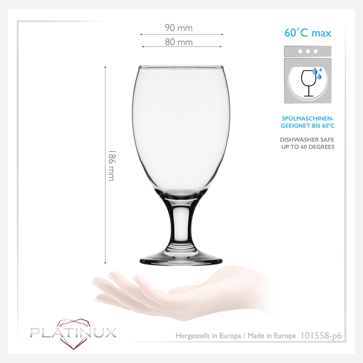 PLATINUM Kielichy do Piwa Zestaw 6 sztuk 500ml (max.610ml) Szklanki do Pilsnera Tulipany