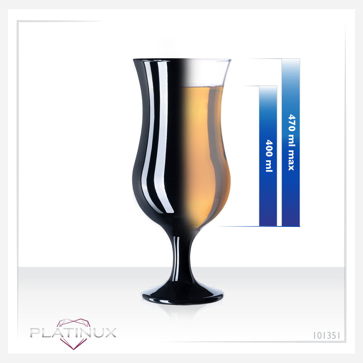PLATINUX Czarne szklanki koktajlowe zestaw 6 sztuk 400ml (max. 470ml) szklanki do drinków szklanki barowe duże