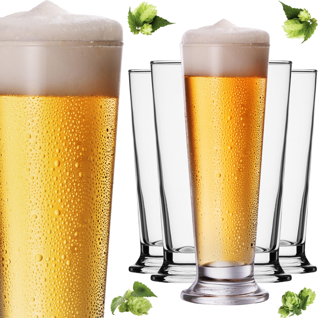 PLATINUX Szklanki do picia, zestaw 6 szklanek do piwa ze szkła 220 ml (maks. 250 ml), szklanki do mrożonej kawy