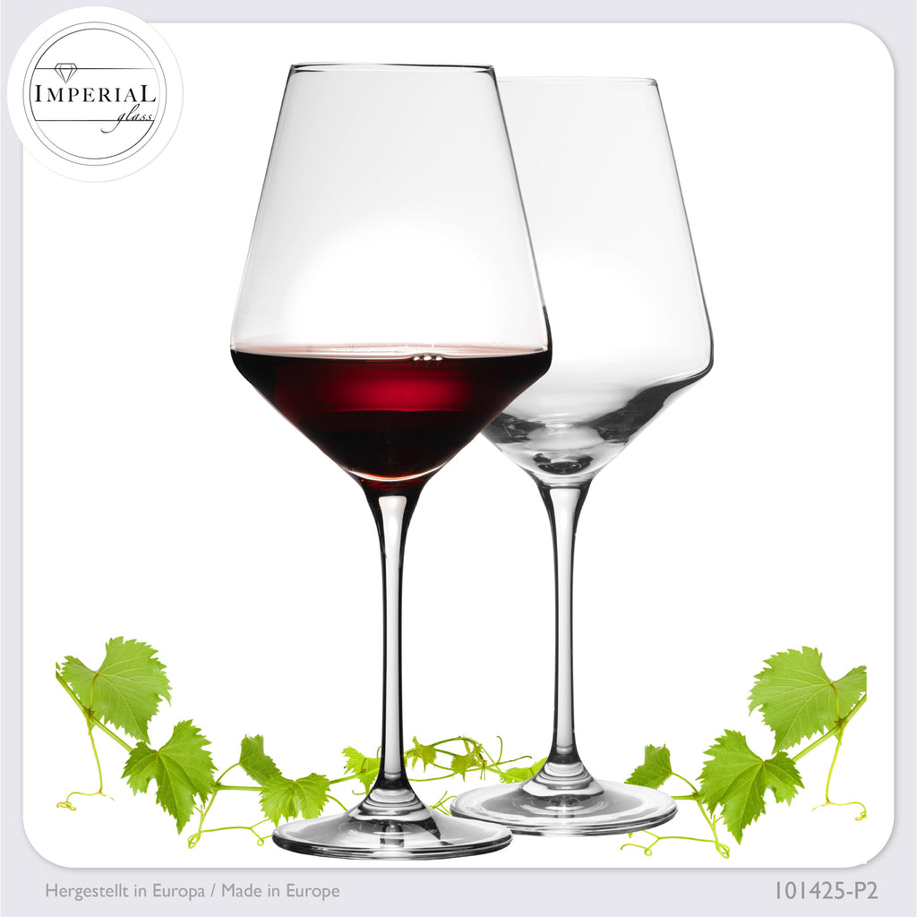 IMPERIAL glass Rotweingläser 580ml Set 2-Teilig "Athen" Bordeauxgläser aus Crystalline Glas Weinglas Spülmaschinenfest
