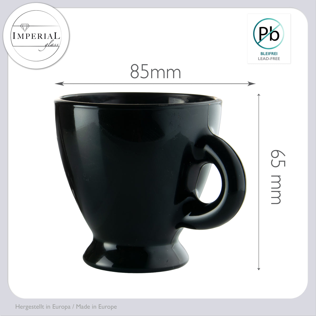 PLATINUX Zestaw filiżanek do espresso – 2 czarne szklanki do espresso ze spodkami szklane 93 ml – Szklanki do kawy Filiżanki