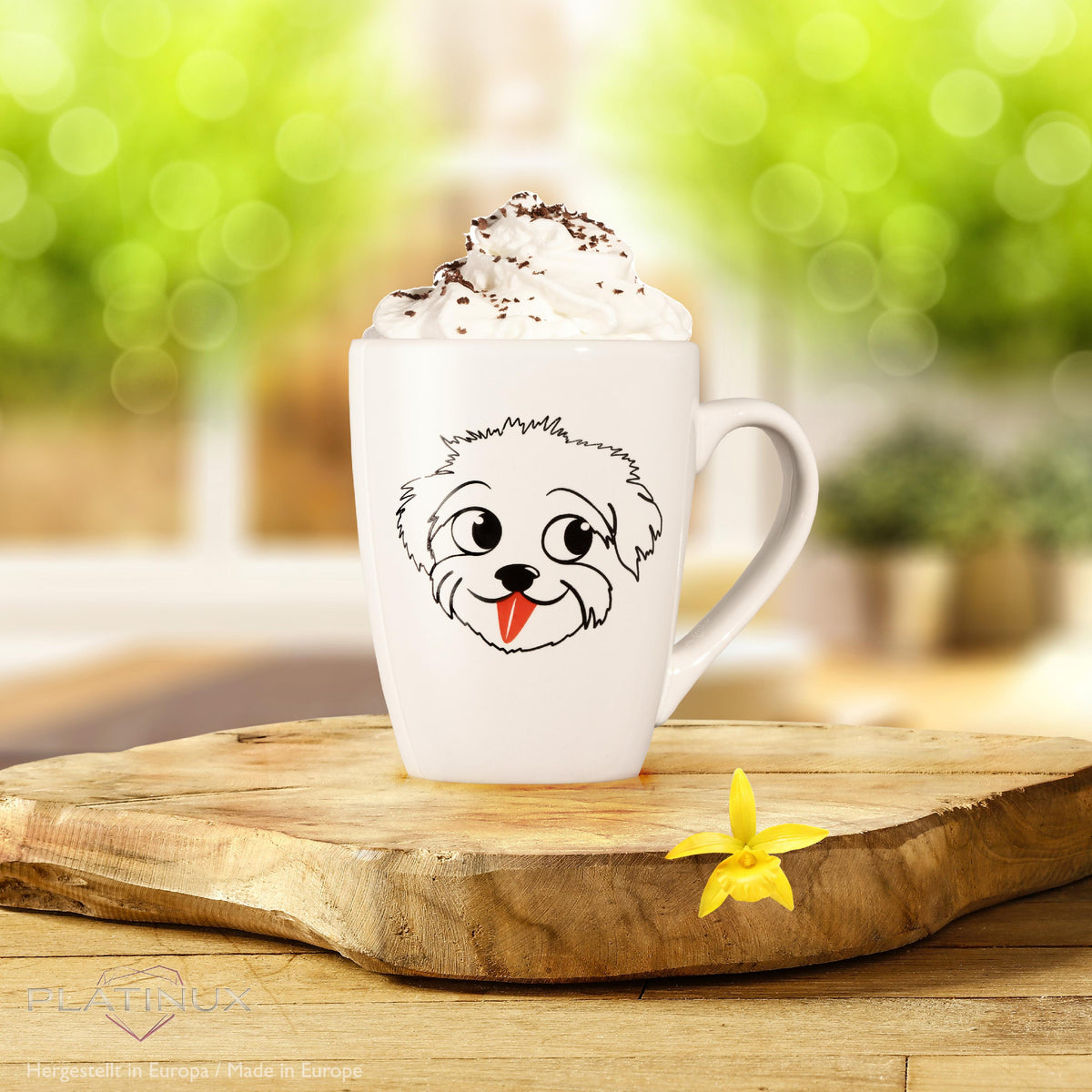 PLATINUX Filiżanka do kawy z uchem 250ml Kubek z motywem psa "Einstein" Filiżanka do herbaty