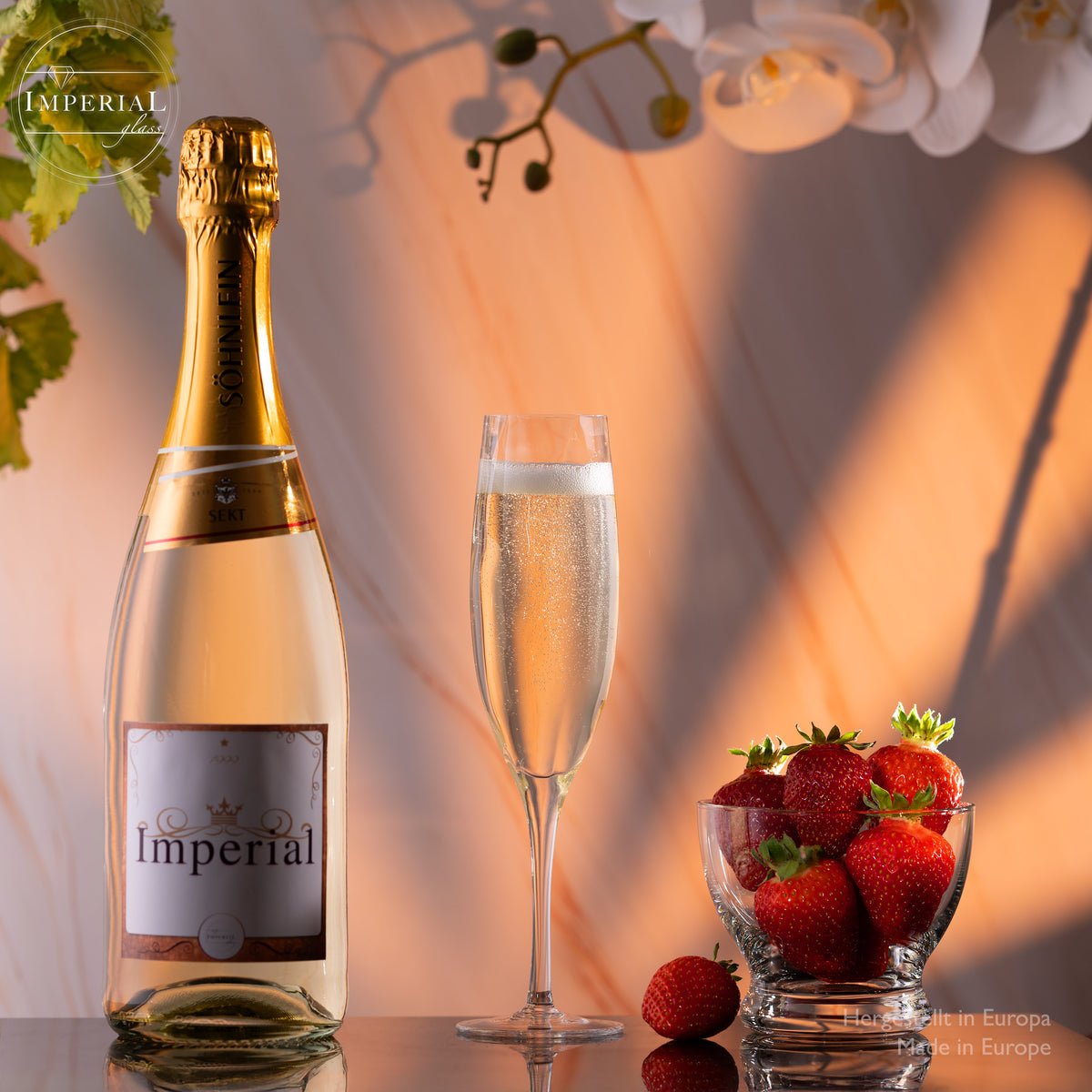 IMPERIAL glass gemusterte  Sektkelche 170ml Set 6-Teilig Sektgläser "Glamour" aus Crystalline Glas Handarbeit