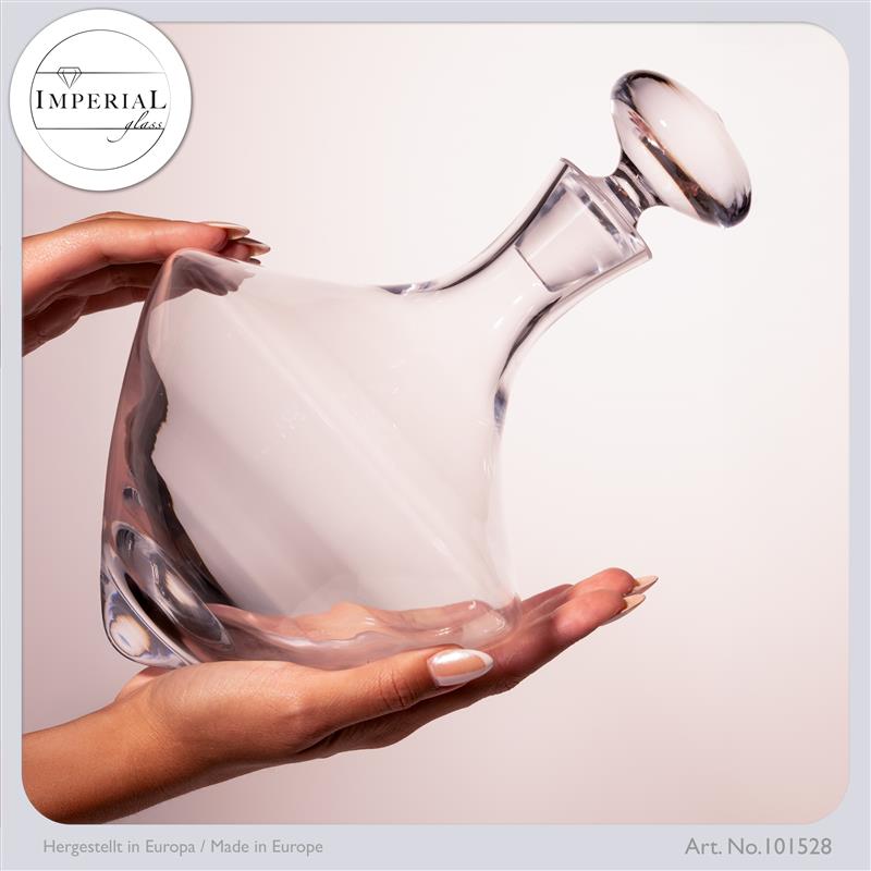 IMPERIAL glass Karafka do wina 1000 ml Dekanter ze szkła krystalicznego Seria „Rom” Dekanter do wina Ręcznie wykonany