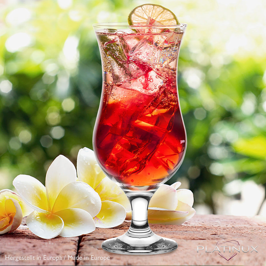 PLATINUX Zestaw 12 szklanek do koktajli 400ml (maks. 470ml) Szklanki do drinków Szklanki barowe Hurricane Duże (przezroczyste)