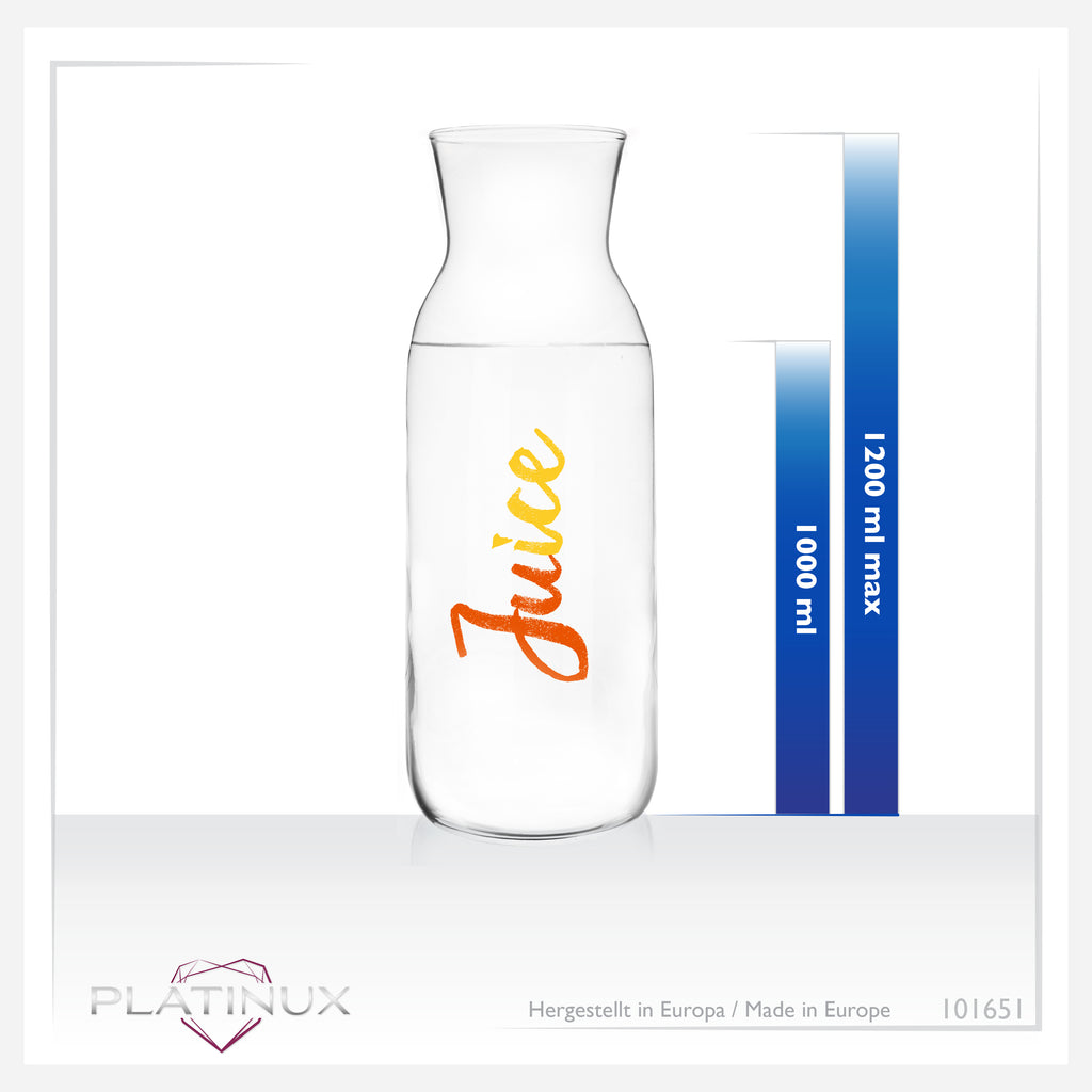 PLATINUX Szklana karafka z nadrukiem Juice 1000ml (maks. 1200ml) ze szkła