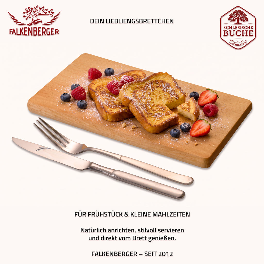 Falkenberger Frühstücksbrettchen 6er Set massive Buche, 24 × 14 × 1,6 cm Handgefertigt