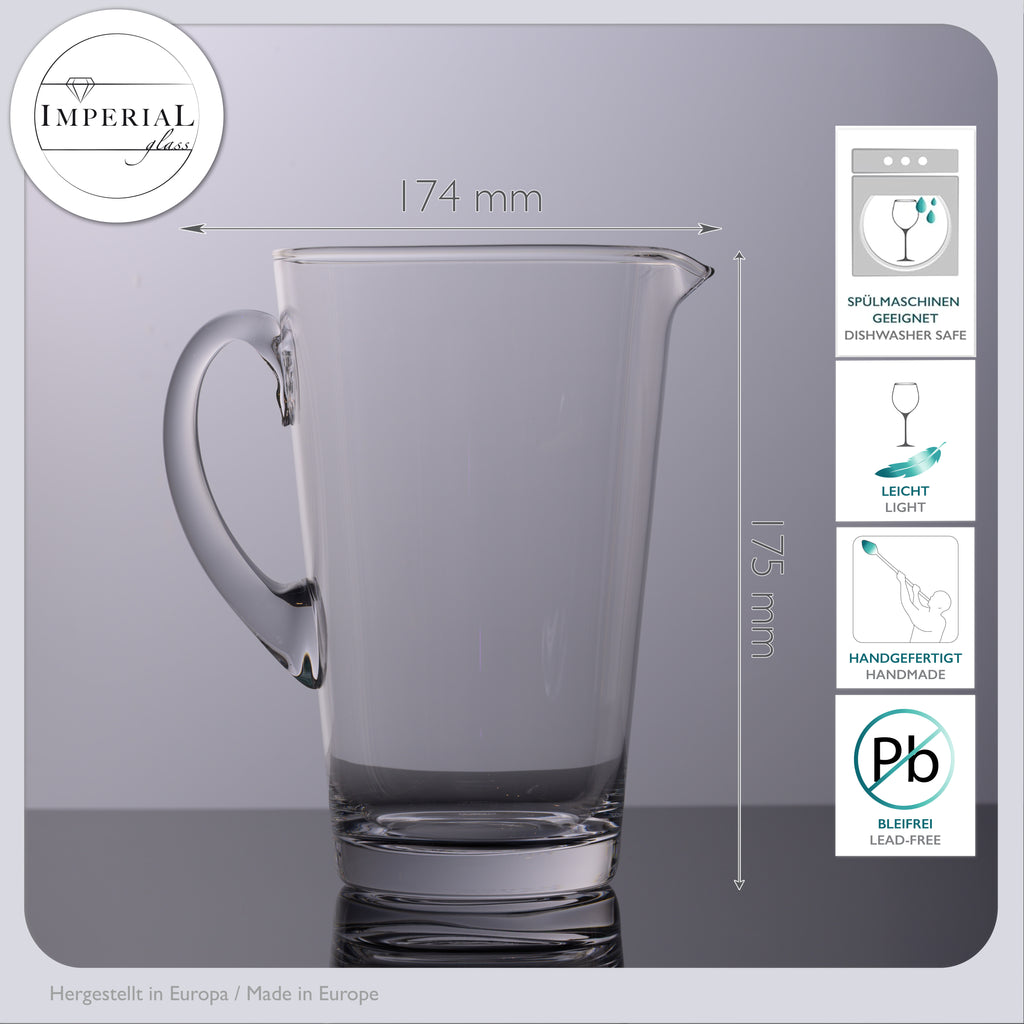 IMPERIAL Karafka i szklanki do napojów z kryształowego szkła "Rom" 1680ml / 520ml ręcznie wykonane