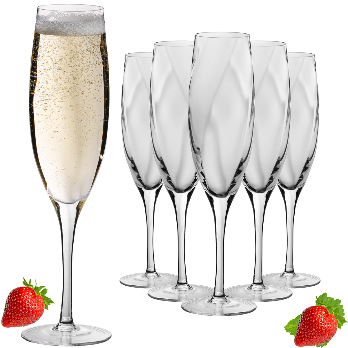 IMPERIAL glass gemusterte  Sektkelche 170ml Set 6-Teilig Sektgläser "Glamour" aus Crystalline Glas Handarbeit