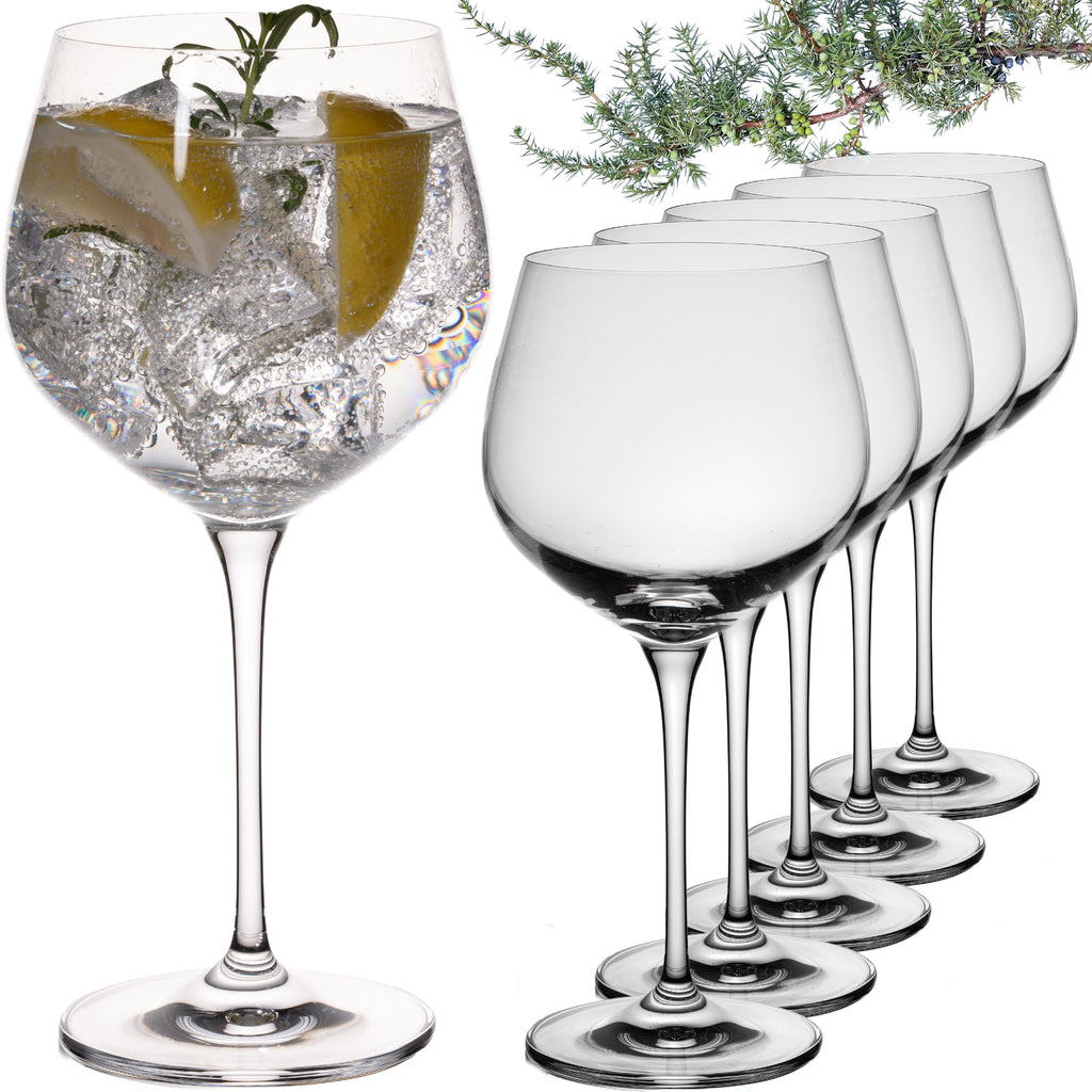 IMPERIAL glass Gin Tonic Gläser 6er Set 570ml bauchiges Gin Ballonglas aus Crystalline Glas Spülmaschinenfest