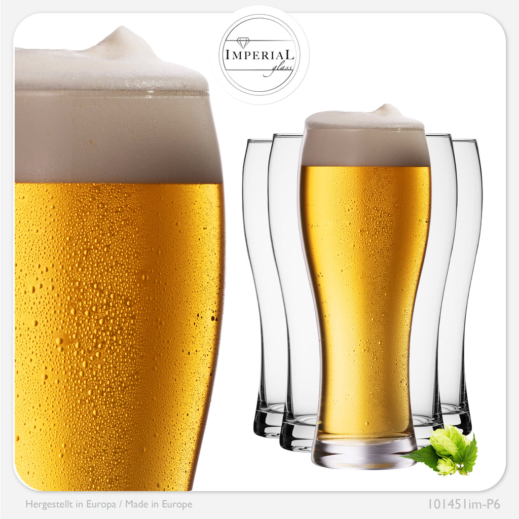IMPERIAL glass Weizengläser aus Glas 500ml (max. 700ml) Set 6 Stück Spülmaschinenfest
