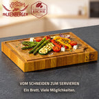 FALKENBERGER Stirnholz Schneidebrett aus massiver Eiche 32 × 24 × 4 cm M Handgefertigt