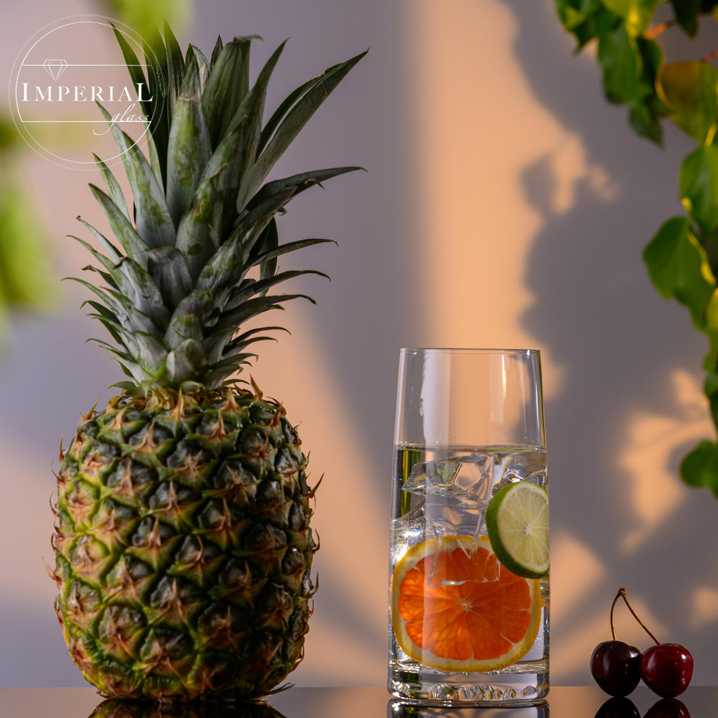 IMPERIAL glass Trinkgläser 6er Set "Faro" - Wassergläser aus Crystalline Glas 530ml, strukturierter Boden spülmaschinenfest