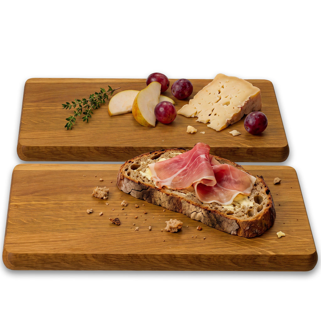 FALKENBERGER Frühstücksbrettchen 2er Set massive Eiche, 24 × 14 × 1,6 cm Handgefertigt