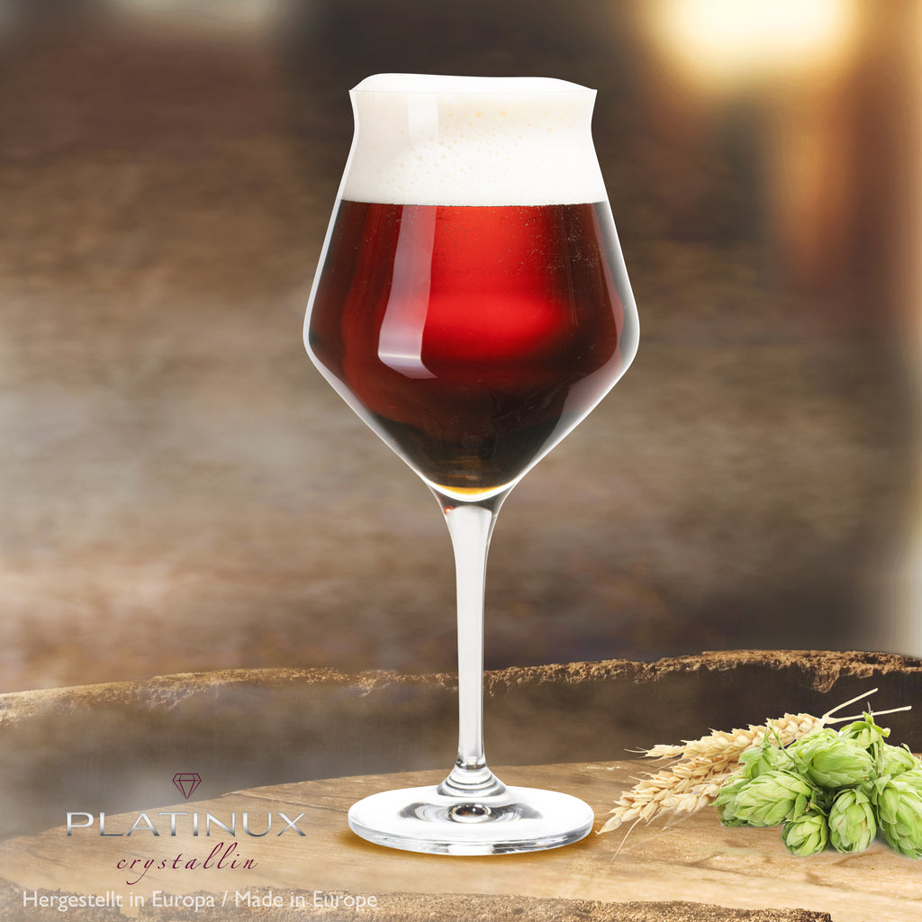 PLATINUX Szklanki do piwa Eleganckie 400ml (max. 460ml) Zestaw 6 szklanek do piwa typu tulipan ze szkła kryształowego
