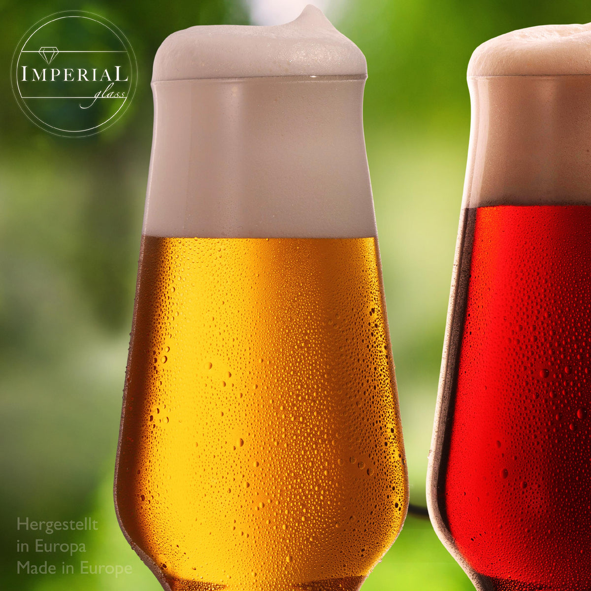 IMPERIAL glass Biergläser aus Glas 400ml (max. 500ml) Set 6-Teilig Weizengläser 0,4L