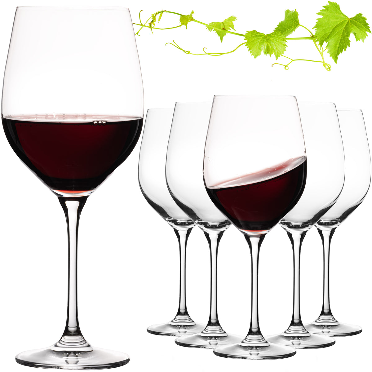 IMPERIAL glass Bauchige Rotweingläser 550ml Set 6-Teilig "Havanna" Burgundergläser aus Crystalline Glas