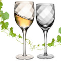 IMPERIAL Weißweingläser 290ml Set mit 2 Weingläsern aus Crystalline Glas mit Rautenmusterung „Glamour“ handgefertigt