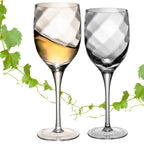 IMPERIAL Weißweingläser 290ml Set mit 2 Weingläsern aus Crystalline Glas mit Rautenmusterung „Glamour“ handgefertigt