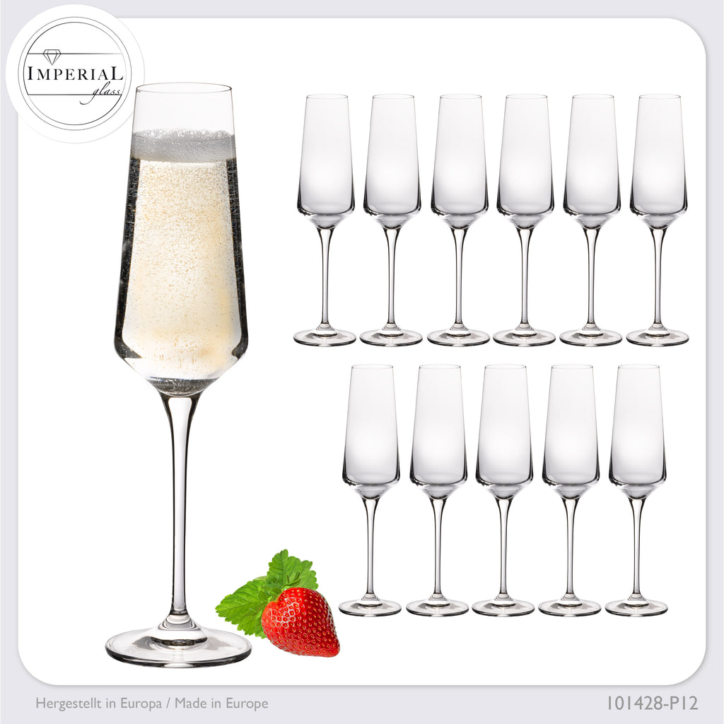IMPERIAL glass Sektkelche 220ml Serie "Athen" Set 12-Teilig Sektgläser aus Crystalline Glas