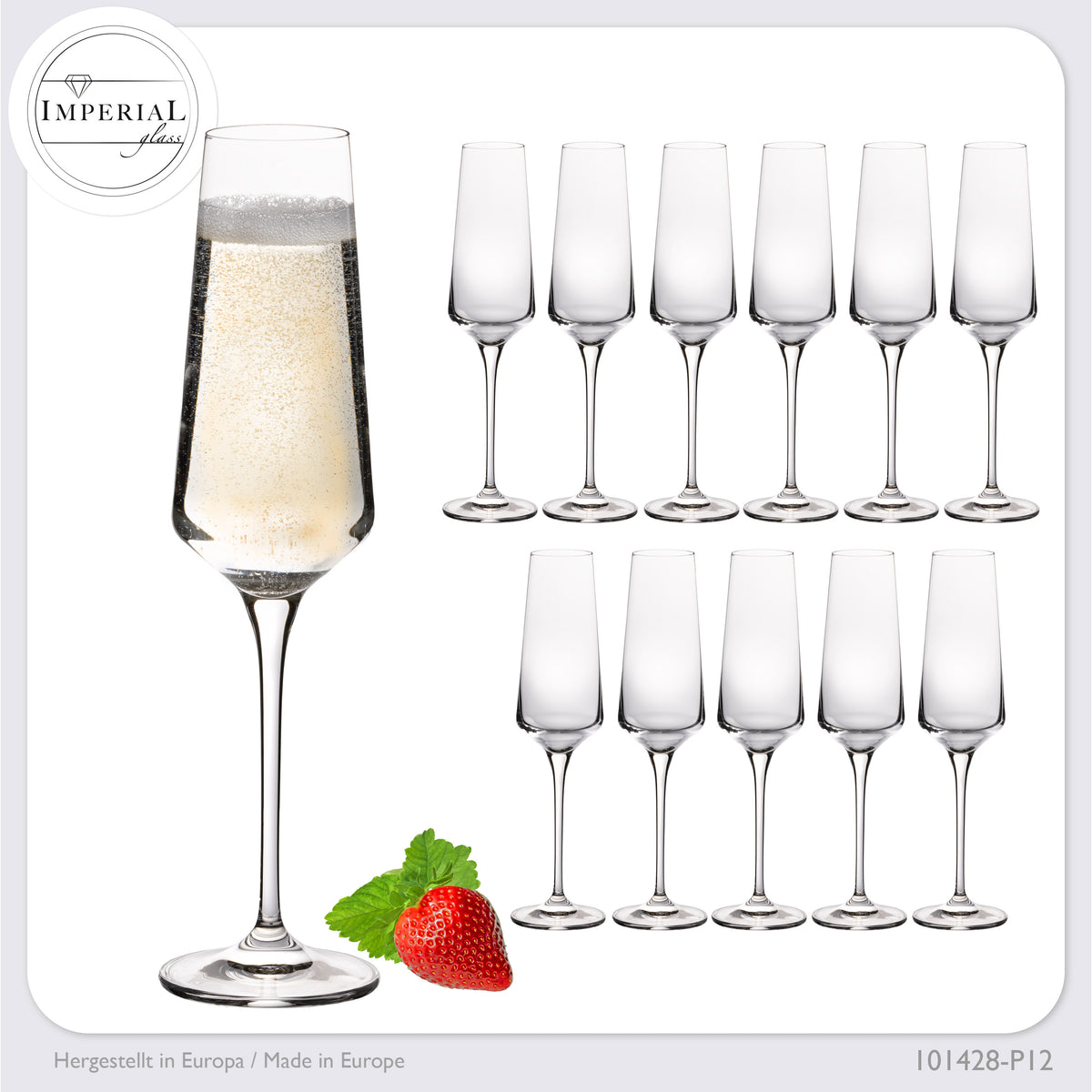IMPERIAL glass Sektkelche 220ml Serie "Athen" Set 12-Teilig Sektgläser aus Crystalline Glas