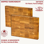 FALKENBERGER Stirnholz Schneidebrett aus massiver Eiche 40 × 30 × 4 cm L Handgefertigt