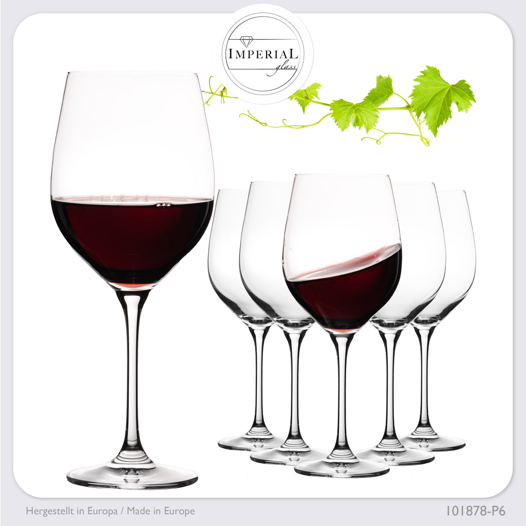 IMPERIAL glass Bauchige Rotweingläser 550ml Set 6-Teilig "Havanna" Burgundergläser aus Crystalline Glas