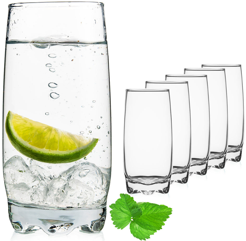 PLATINUX Zestaw 6 szklanek 350ml, fasetowane dno, szklanki do wody, szklanki do soków