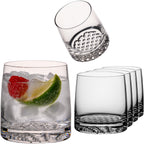IMPERIAL glass Whiskeygläser 6er Set Trinkgläser 380ml aus Crystalline Glas mit strukturiertem Boden "Faro" spülmaschinenfest