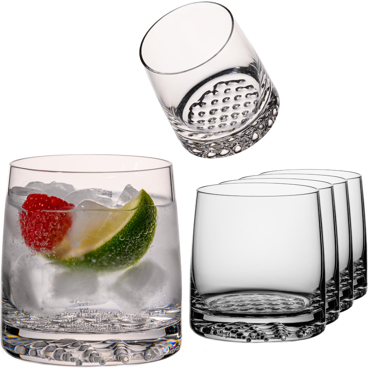 IMPERIAL glass Whiskeygläser 6er Set Trinkgläser 380ml aus Crystalline Glas mit strukturiertem Boden "Faro" spülmaschinenfest
