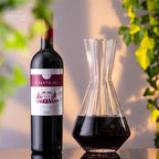IMPERIAL szklana karafka do wina 1200 ml, zestaw 2 sztuk, ręcznie wykonana z kryształowego szkła o falistej fakturze "Cali/London"