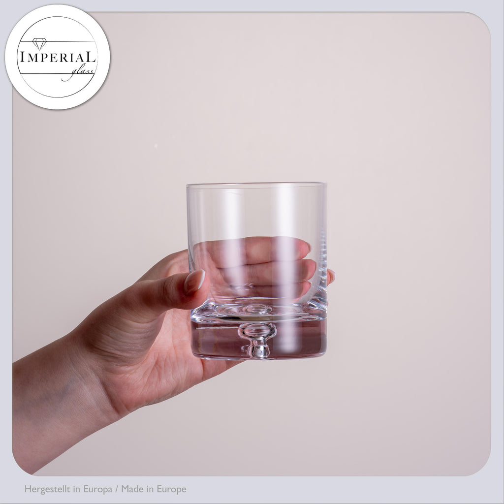 Zestaw szklanek IMPERIAL z pęcherzykiem powietrza w dnie, ze szkła krystalicznego, 370 ml i 300 ml, „Lizbona”, ręcznie robione
