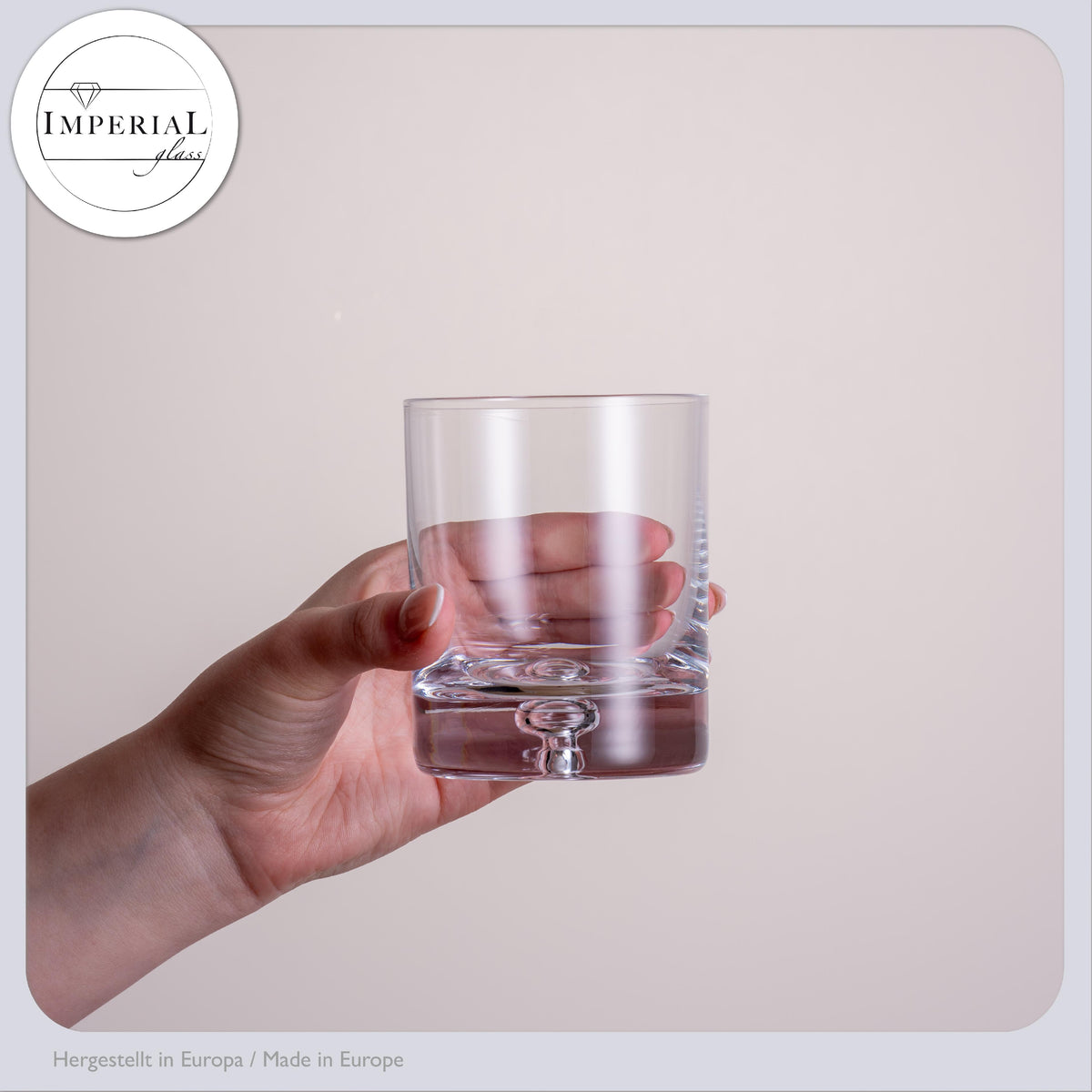 Zestaw szklanek IMPERIAL z pęcherzykiem powietrza w dnie, ze szkła krystalicznego, 370 ml i 300 ml, „Lizbona”, ręcznie robione